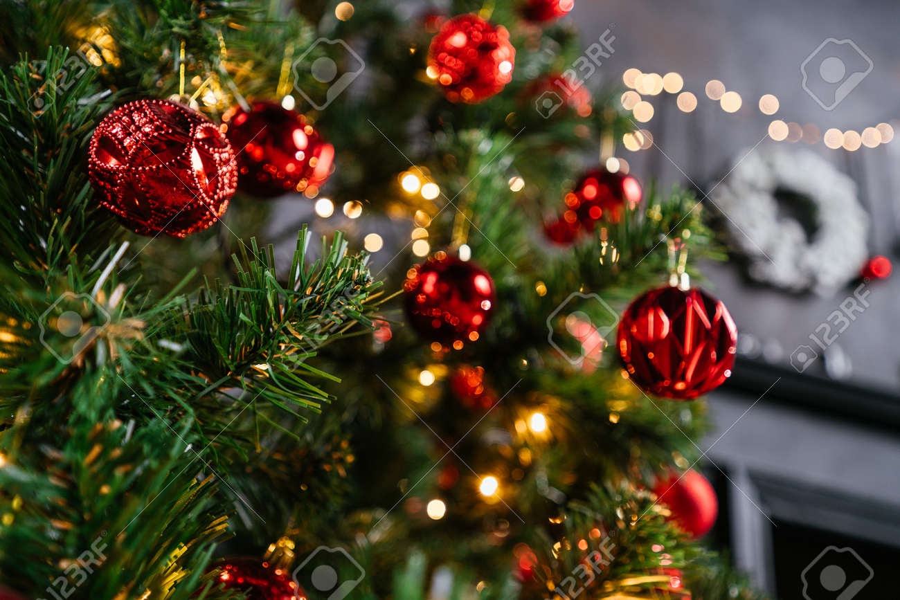 New Year 2021 Interior With Candles Bulbs And Bokeh Room Decorated Stock Photo Picture And Royalty Free Image Image 158385593