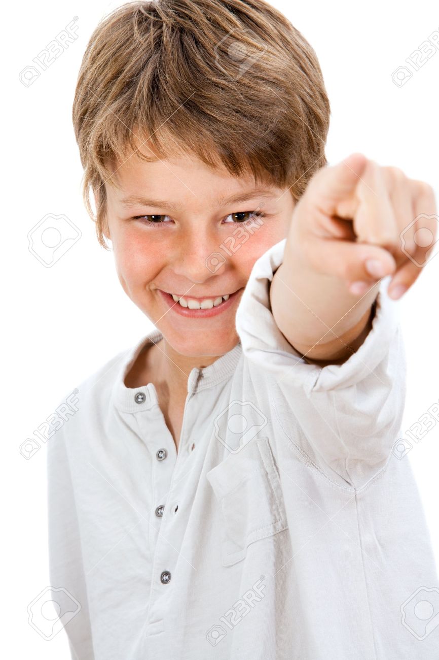 Close Up Portrait Of Handsome Boy Pointing At You Isolated On White Stock  Photo, Picture and Royalty Free Image. Image 13976317.