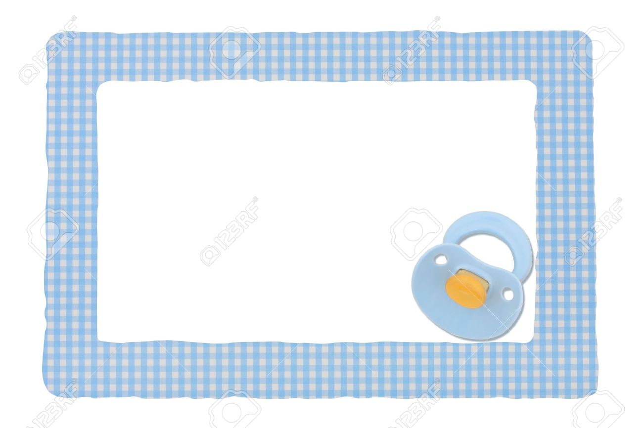 baby pacifier on a blue border isolated on a white background