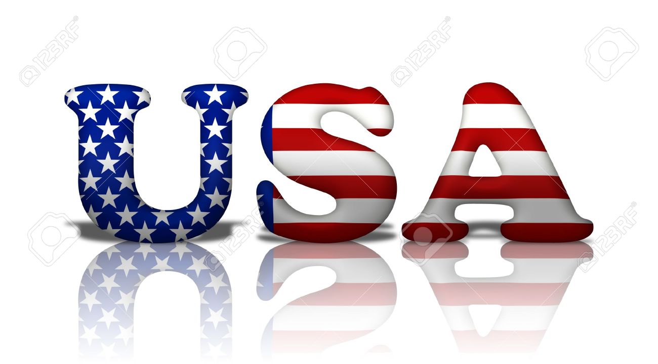 the word usa in the american flag colors isolated on white stock american flag word art