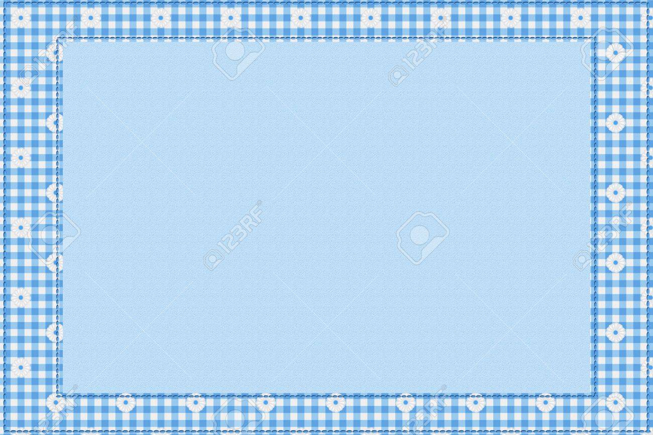 コピー スペース あなたのメッセージを赤ちゃんの青色の背景との国境の青のギンガム チェック素材 の写真素材 画像素材 Image