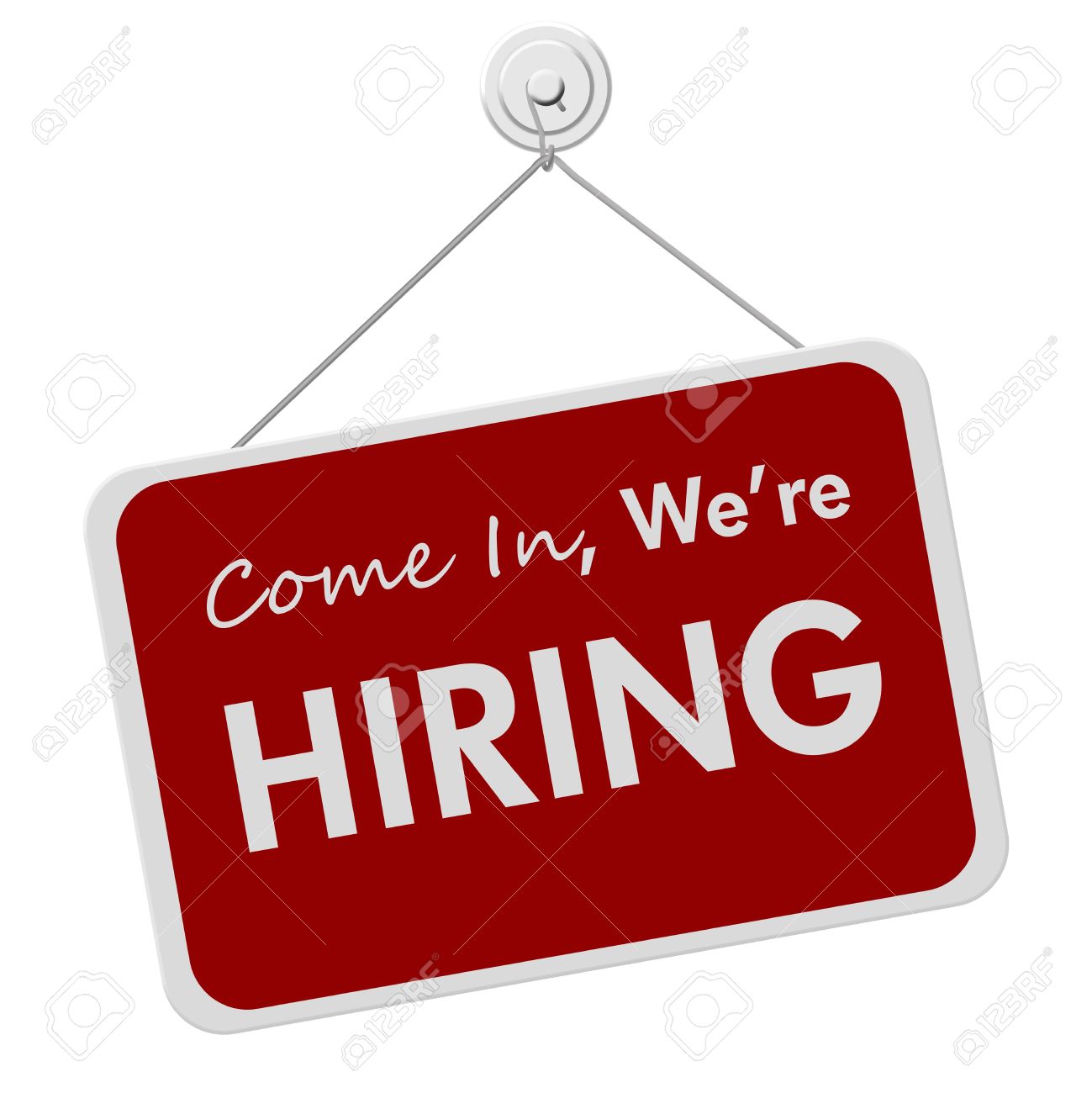 a red and white sign with the word job openings isolated on a
