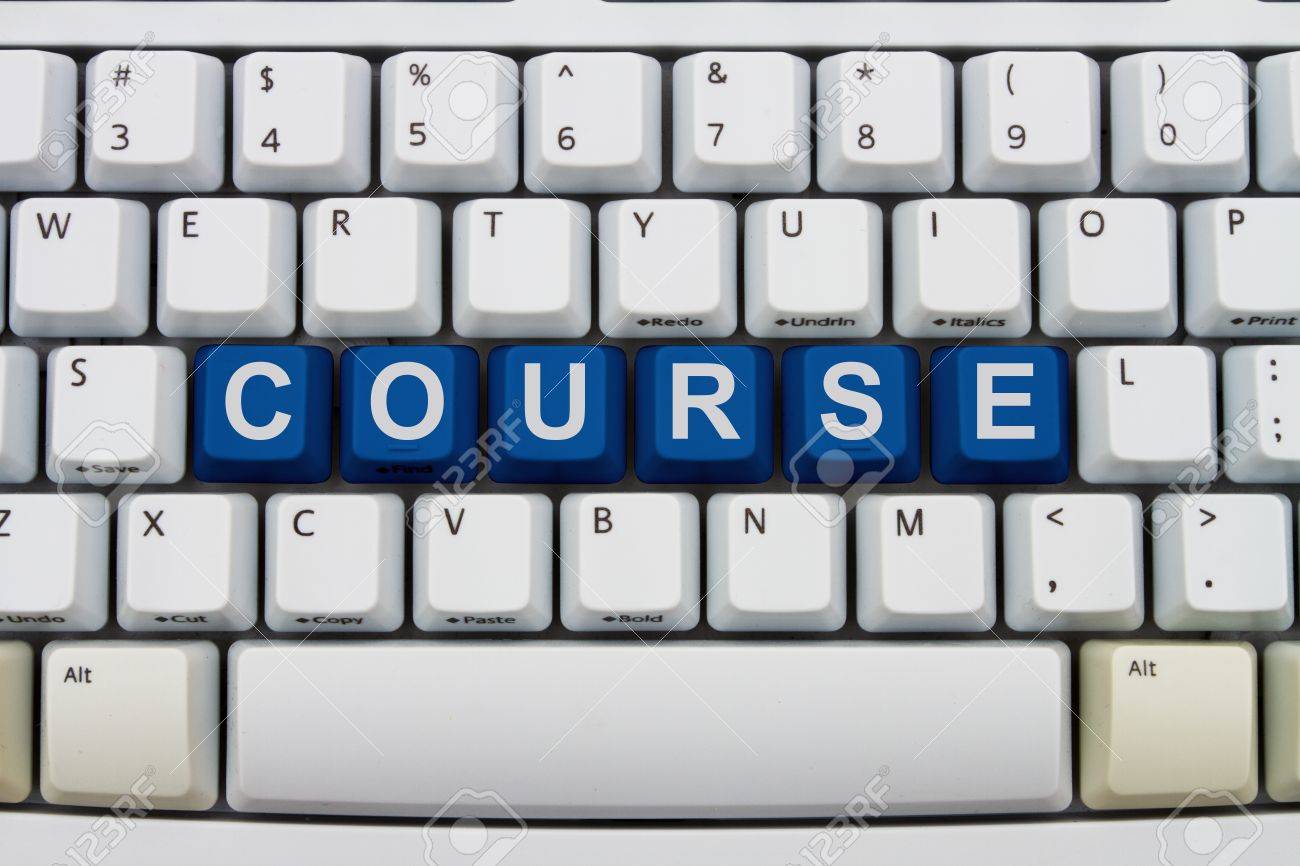 computer keyboard keys with word course courses available online