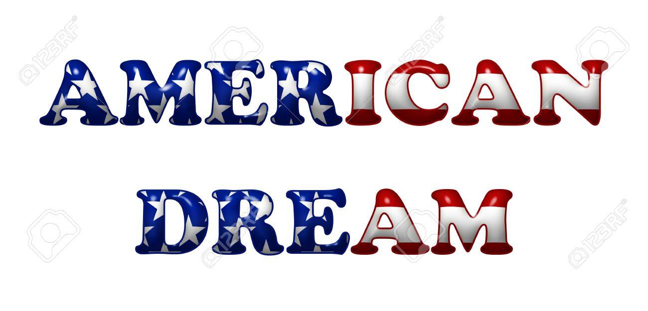 word american dream in 3d flag colors of usa isolated on white american flag word art