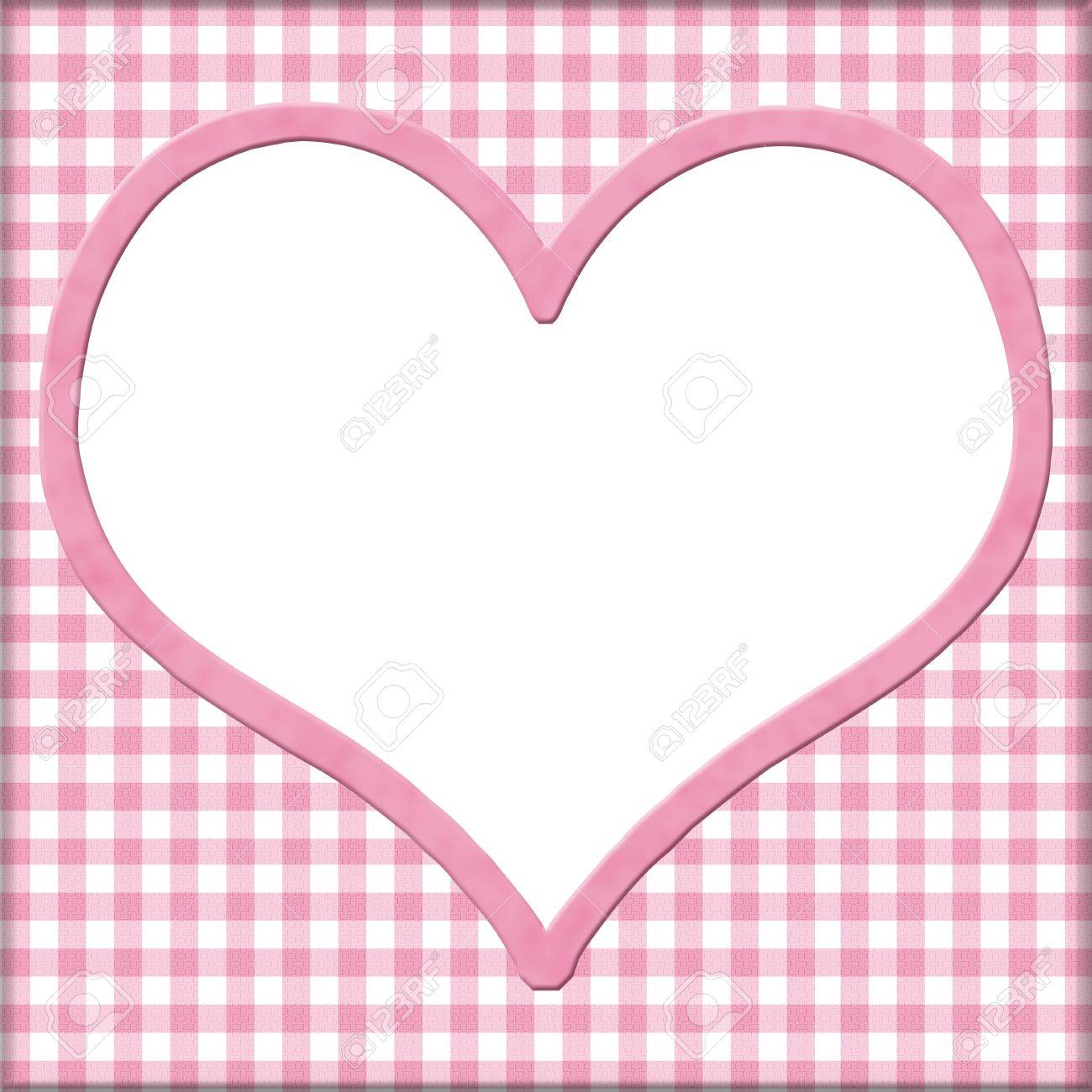 真ん中にコピー スペースを使用してのメッセージ背景のホワイト ハートとピンクのギンガム チェック の写真素材 画像素材 Image