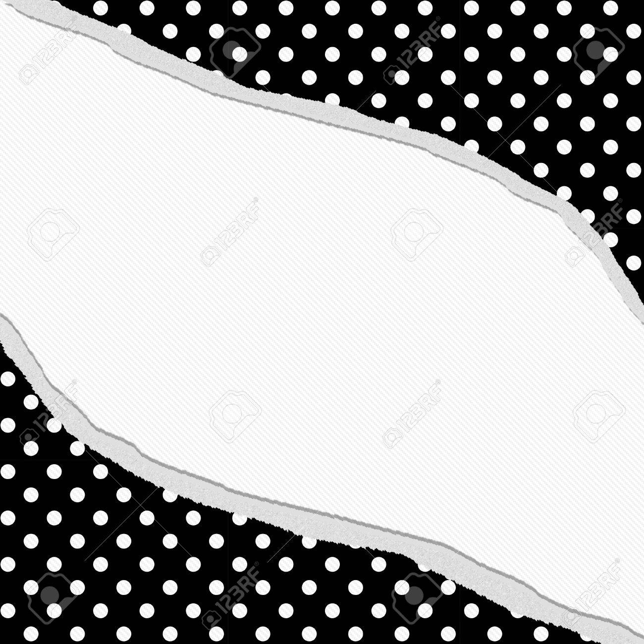 black and white polka dot torn background with center for copy space torn background
