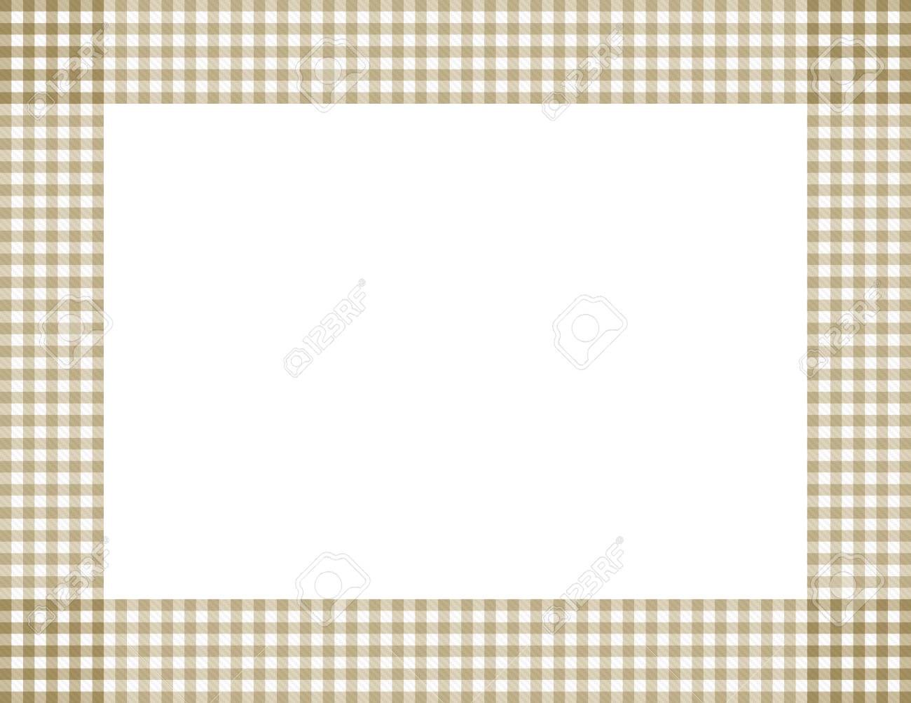ベージュ ギンガム フレーム コピー領域の分離されたセンターのあるベージュのギンガム チェック背景 の写真素材 画像素材 Image