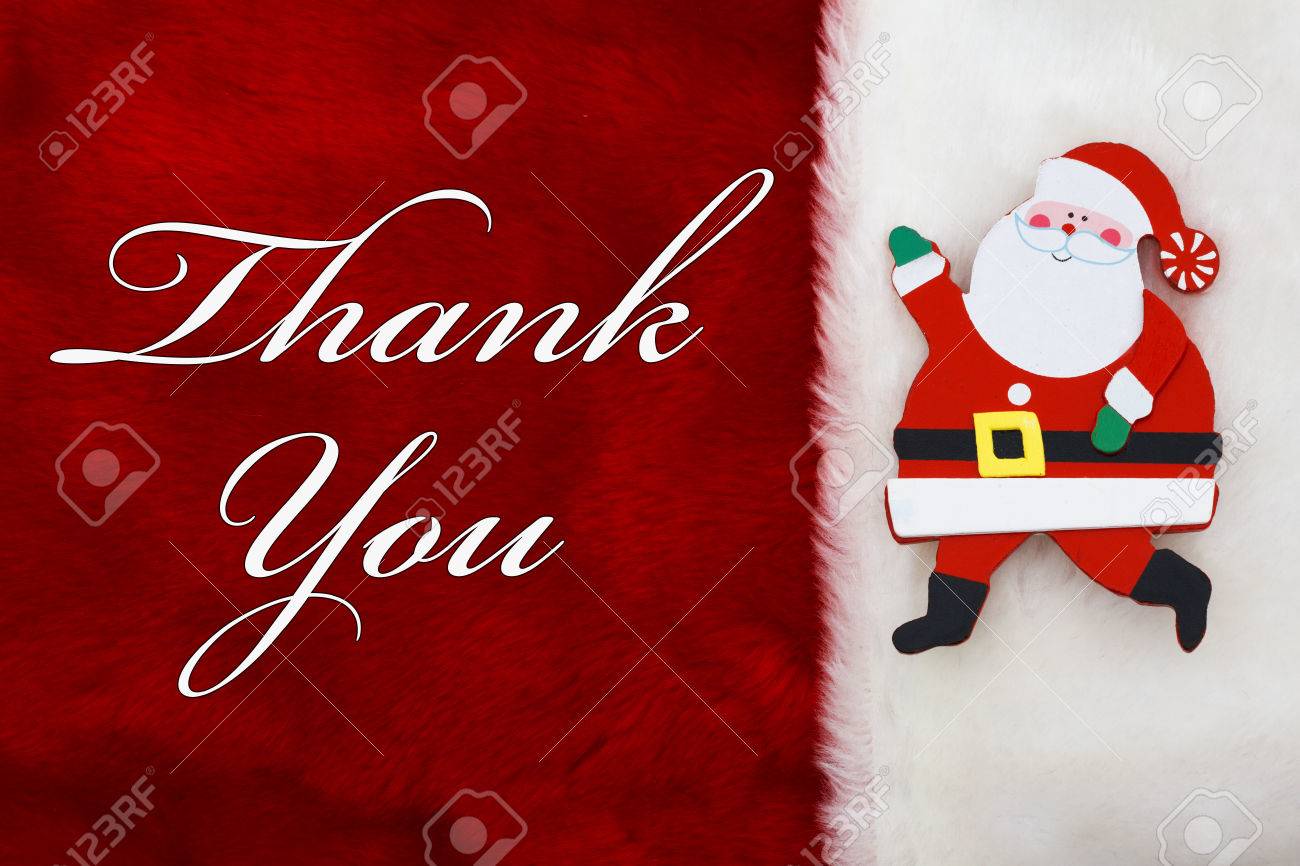 thank you a plush red stocking a santa claus and words thank thank you santa claus
