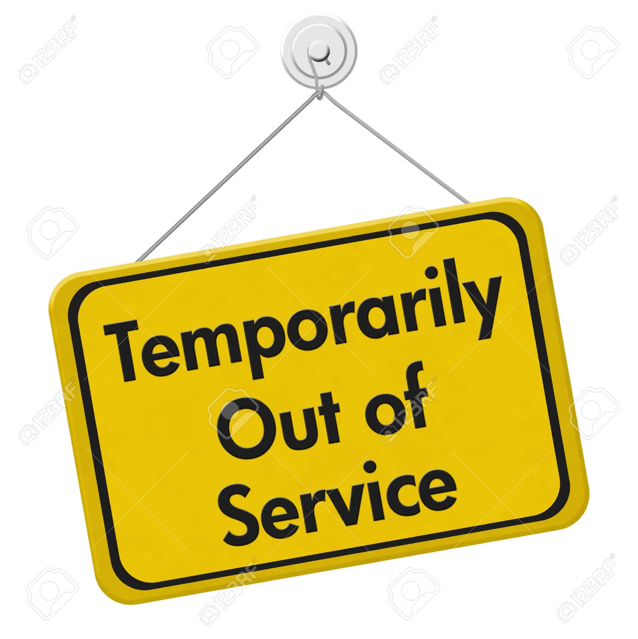 Temporarily Out Of Service A Yellow And Black Sign With The Words Temporarily Out Of Service Isolated On A White Background Stock Photo Picture And Royalty Free Image Image 65336804