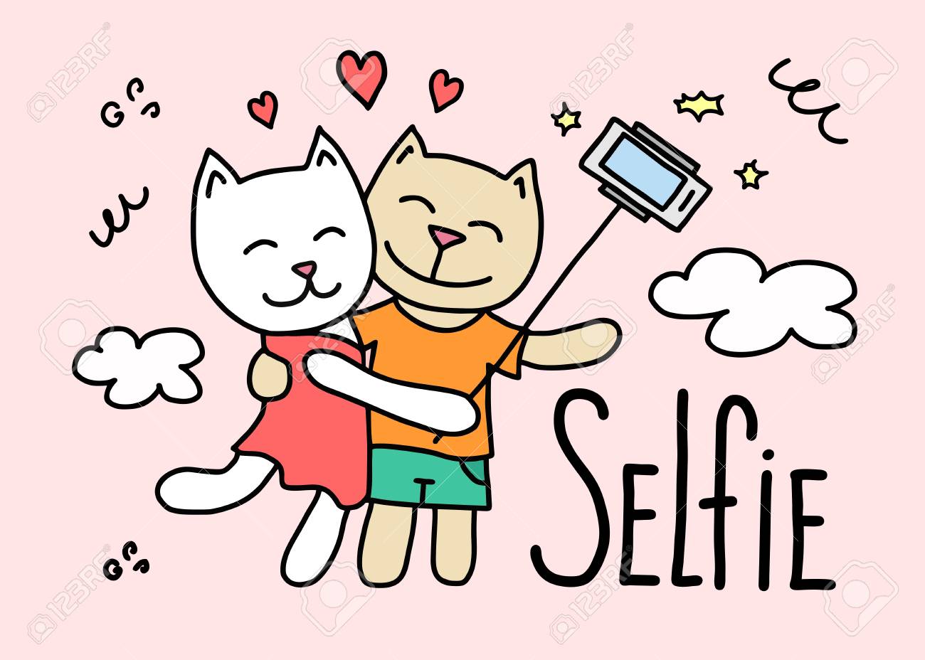 Couple Of Cute Cartoon Cats Making Lovely Selfie On Pink Background Funny Flat Vector Illustration Love Card Royalty Free Cliparts Vectors And Stock Illustration Image Couple Of Cute Cartoon Cats Making Lovely Selfie On Pink Background Funny Flat Vector Illustration Love Card Royalty Free Cliparts Vectors And Stock Illustration Image