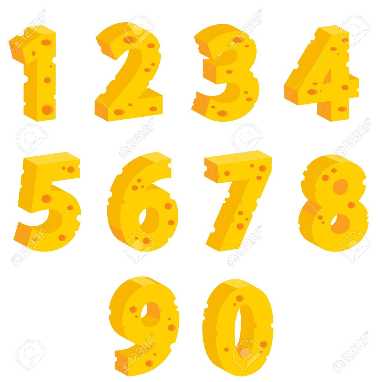 チーズ装飾的な数字のイラスト素材 ベクタ Image チーズ装飾的な数字のイラスト素材 ベクタ Image