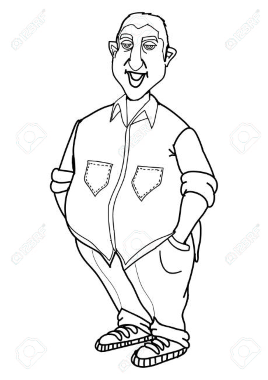 Vector Image Of Cartoon Fat Man, White