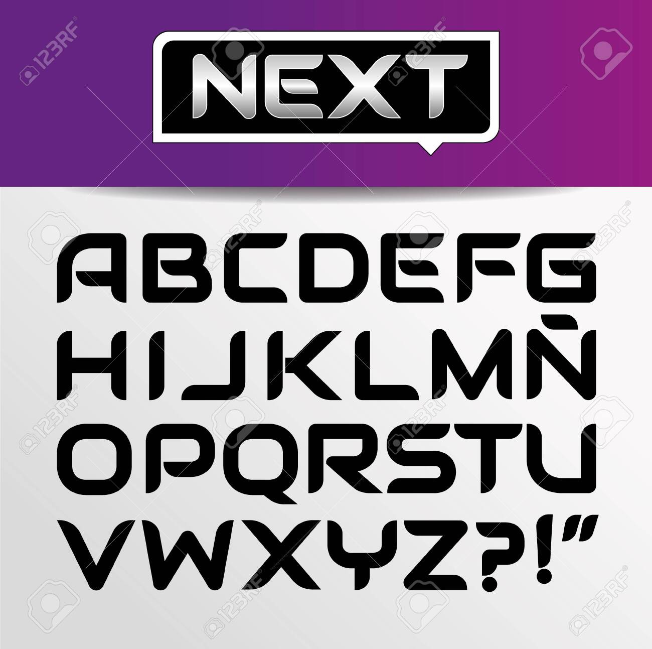 Stylish font, large letters, the English alphabet. Trendy text. Stock Vector