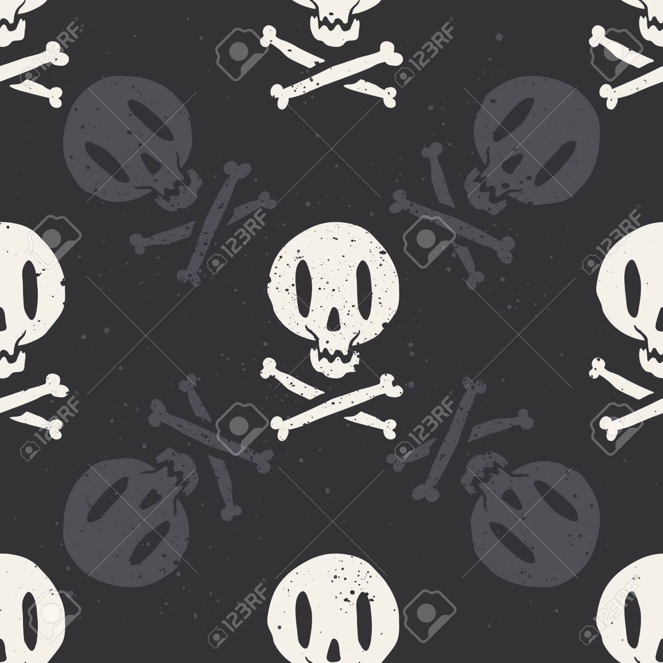 ロック図 手の骨 重い石 トランプ レトロなイラスト 黒と白 キーの銃 のイラスト素材 ベクタ Image