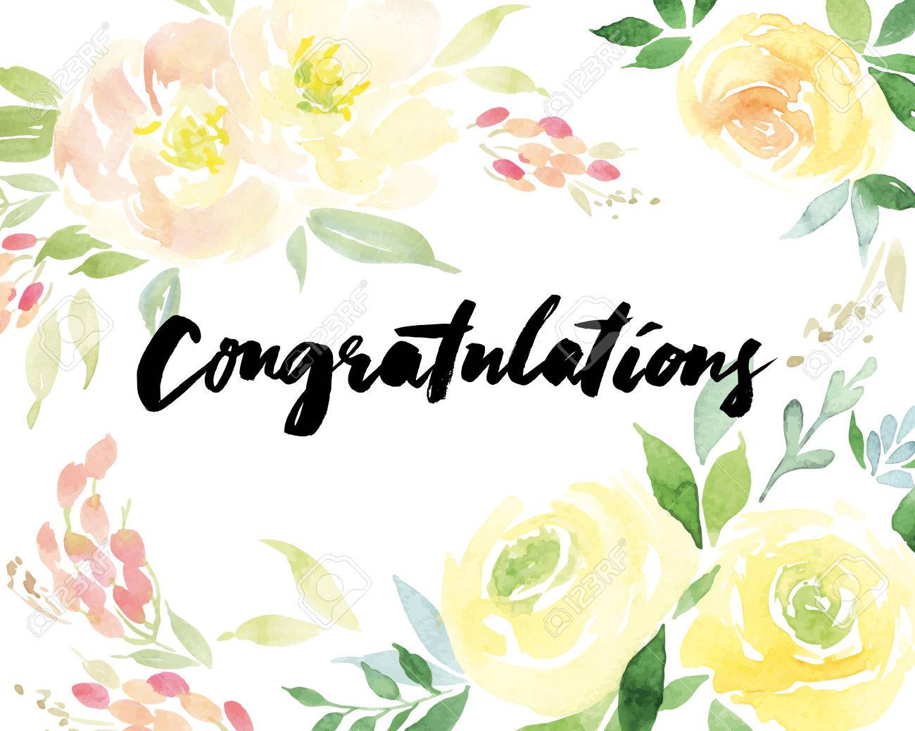 Watercolor greeting card flowers. Handmade. Congratulations. - 40045119 Watercolor greeting card flowers. Handmade. Congratulations. - 40045119