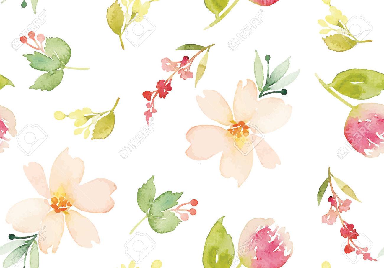 Flores De La Acuarela Patron Sin Fisuras Vector Ilustracion Suave Ilustraciones Vectoriales Clip Art Vectorizado Libre De Derechos Image
