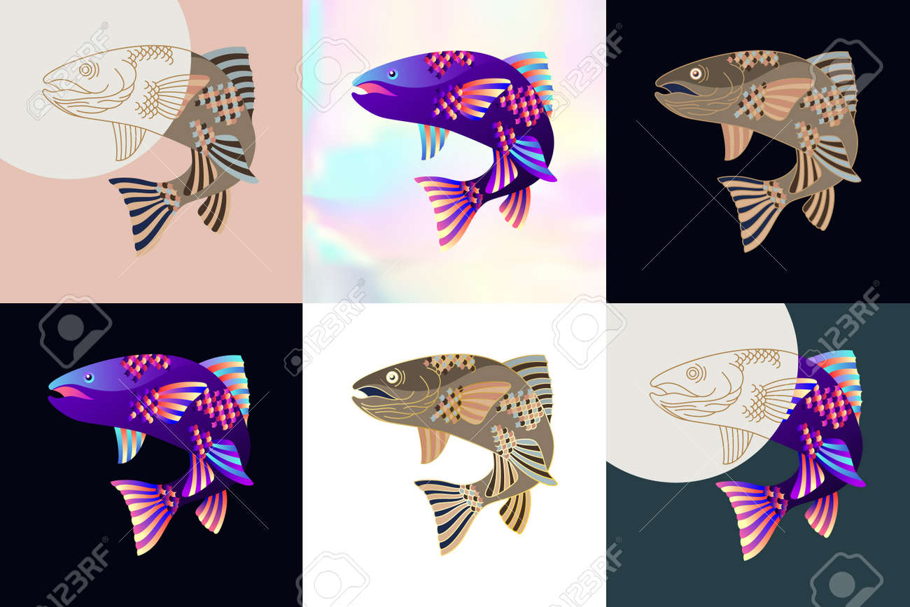 抽象的な魚のイラストのイラスト素材・ベクター Image 177784164