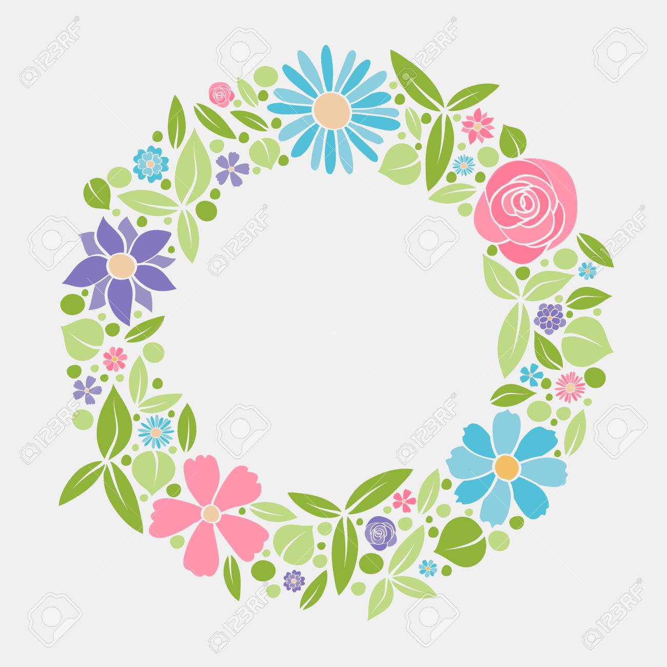 cute background with colorful hand drawn flowers and copyspace
