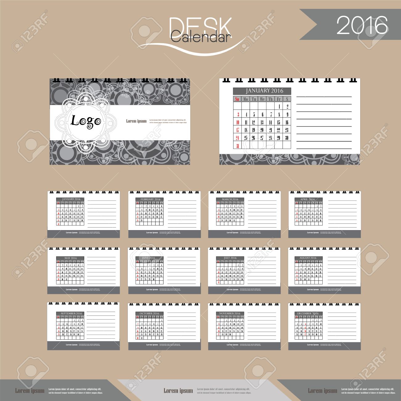 2016 desk calendar 2016 calendar vector design template with