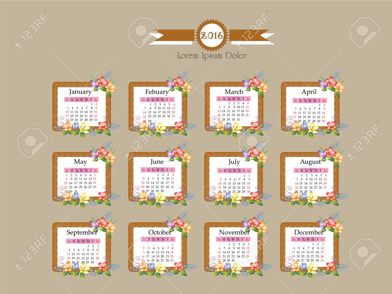calendar 2016 template business calendar 2016 with flower and