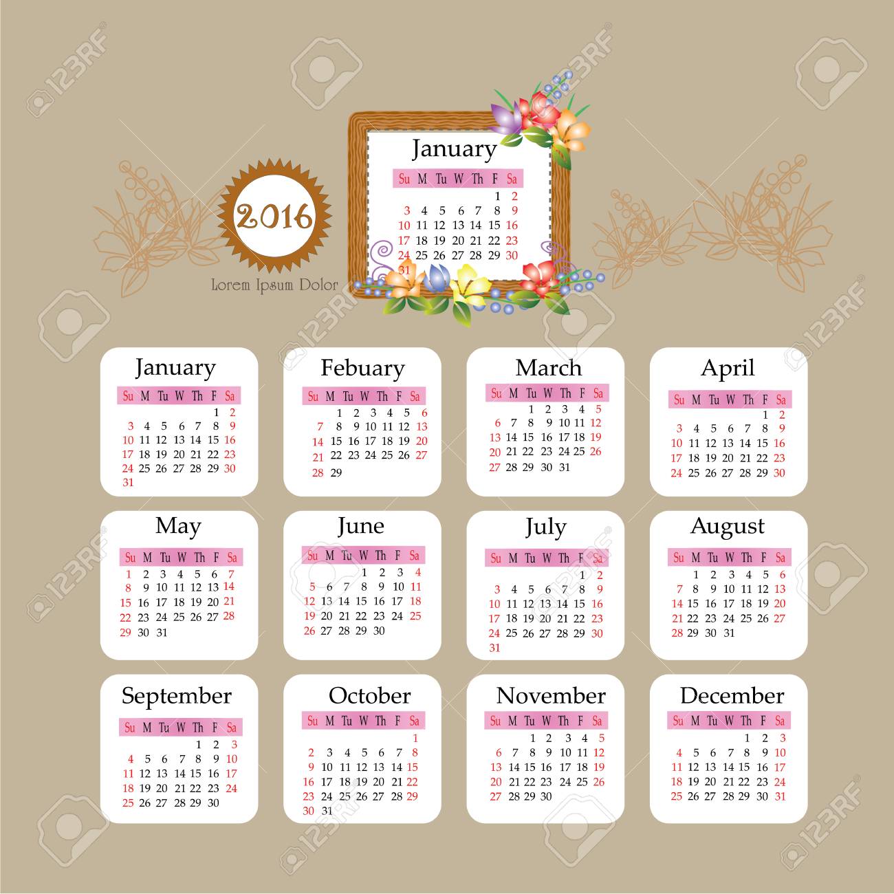calendar 2016 template business calendar 2016 with flower and