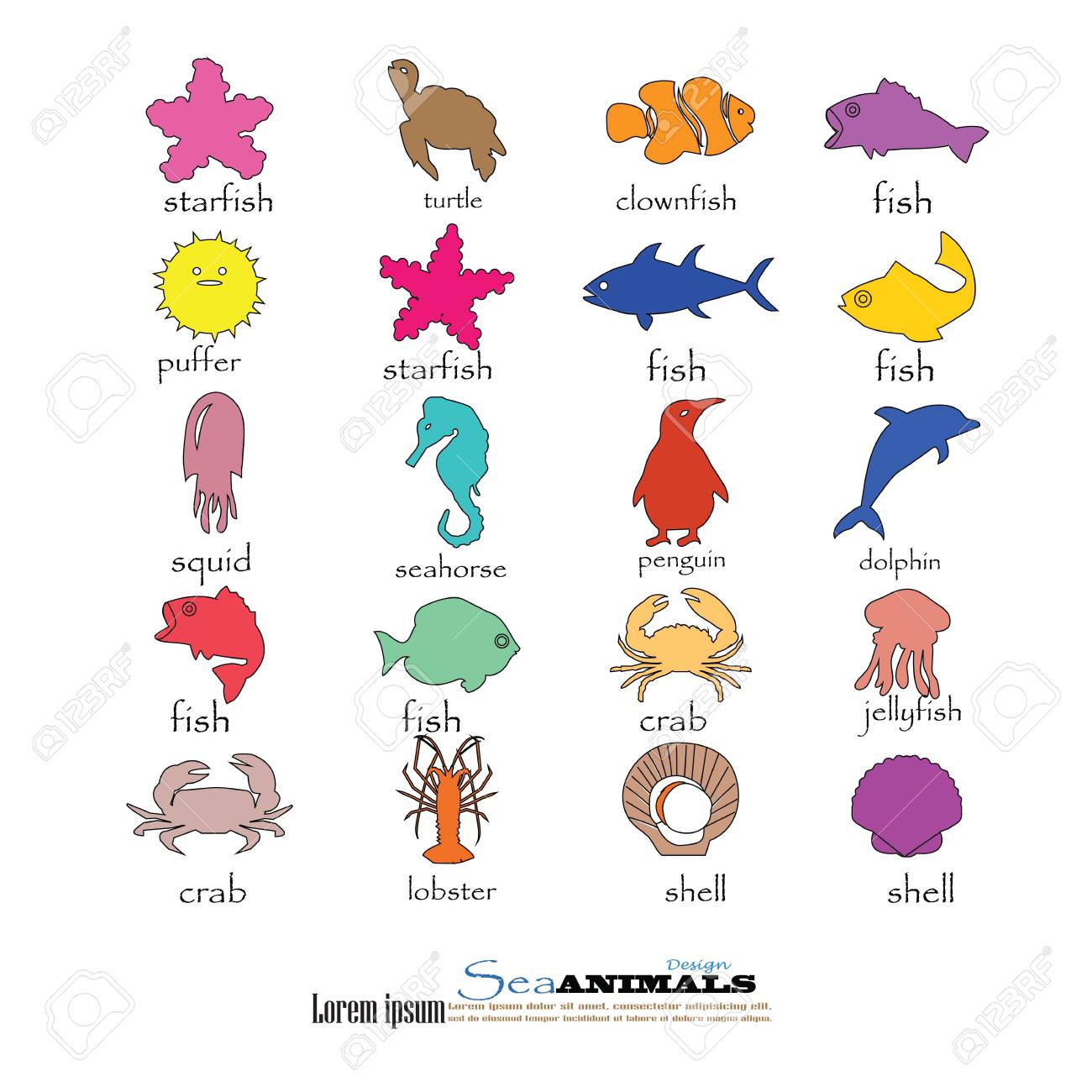 海洋生物 Elements Sea Animals Vector イラスト のイラスト素材 ベクタ Image