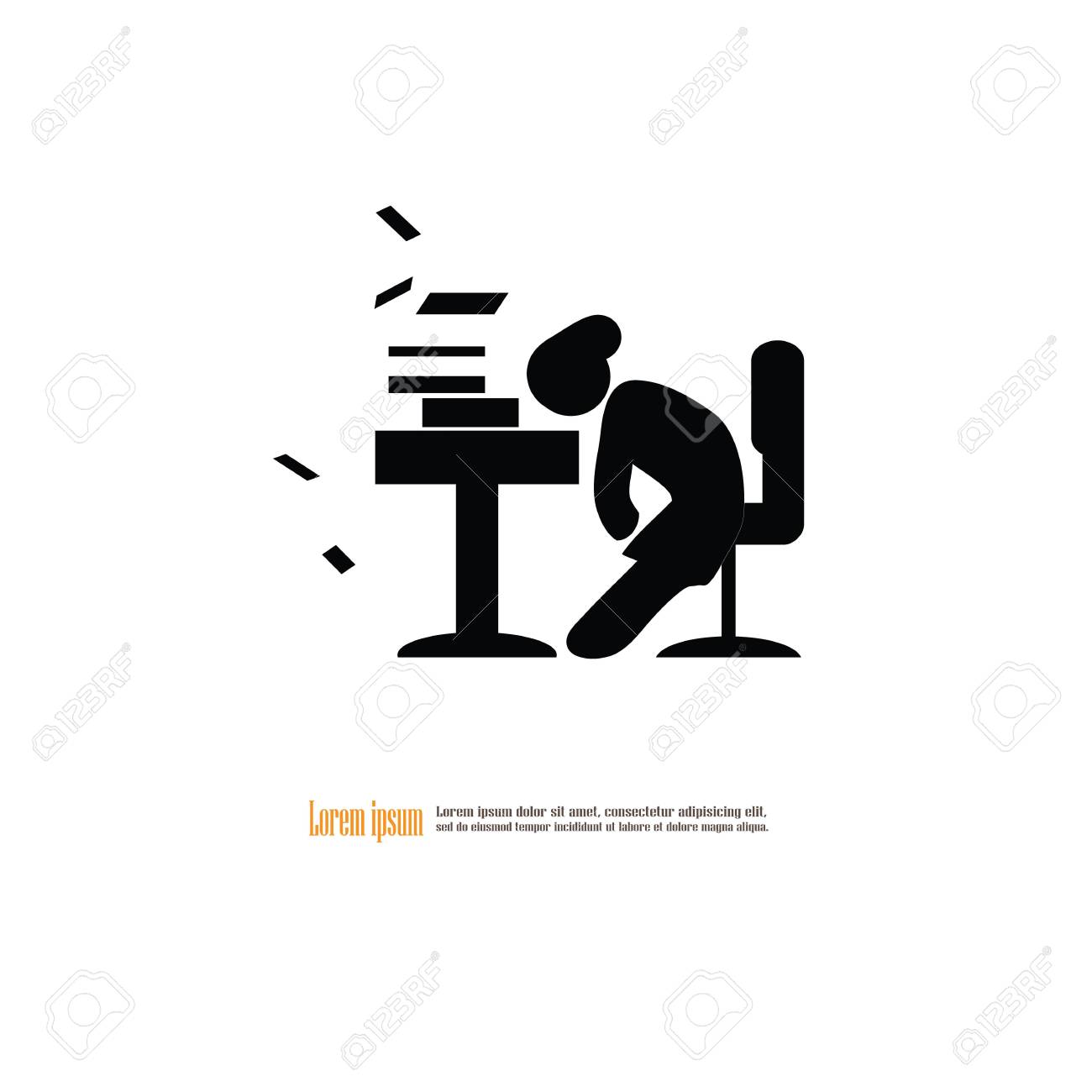 営業所は Worker Asleep 男 Icon Vector 図を疲れています のイラスト素材 ベクタ Image