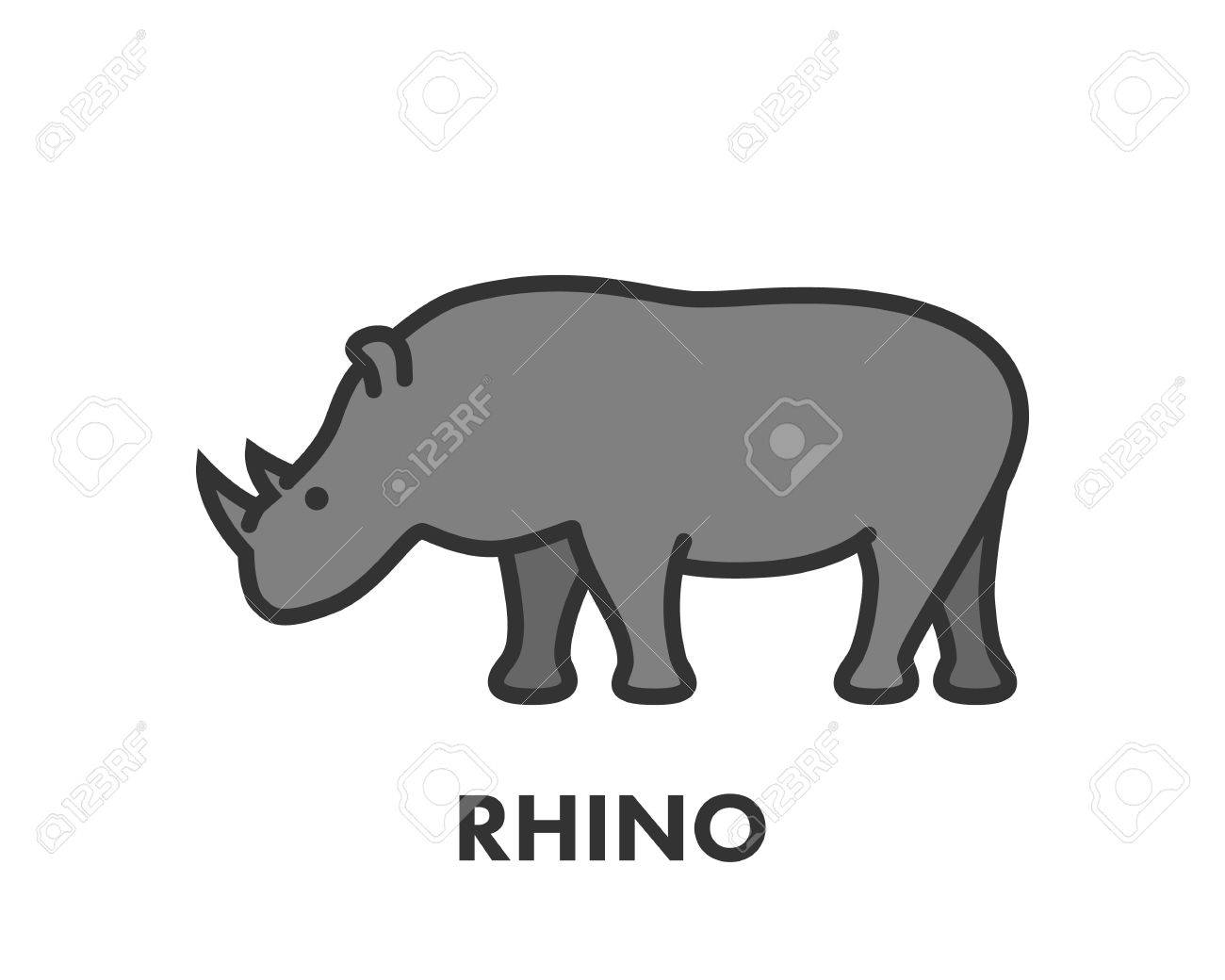 Painted Line Figure Of Rhino. Vector Outline Symbol For Web And Design  Royalty Free SVG, Cliparts, Vectors, and Stock Illustration. Image 47293367., image size:1300x1040