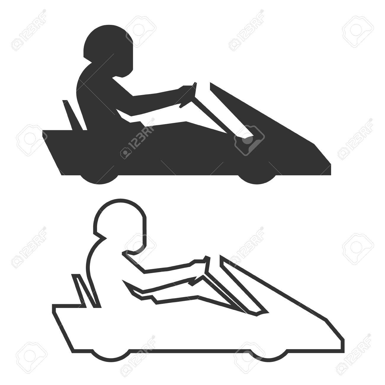 直線のカートのシンボル 数字レーサー ゴーカート 概要アイコンのカートに行きます シルエット カート ドライバー のイラスト素材 ベクタ Image 52827337