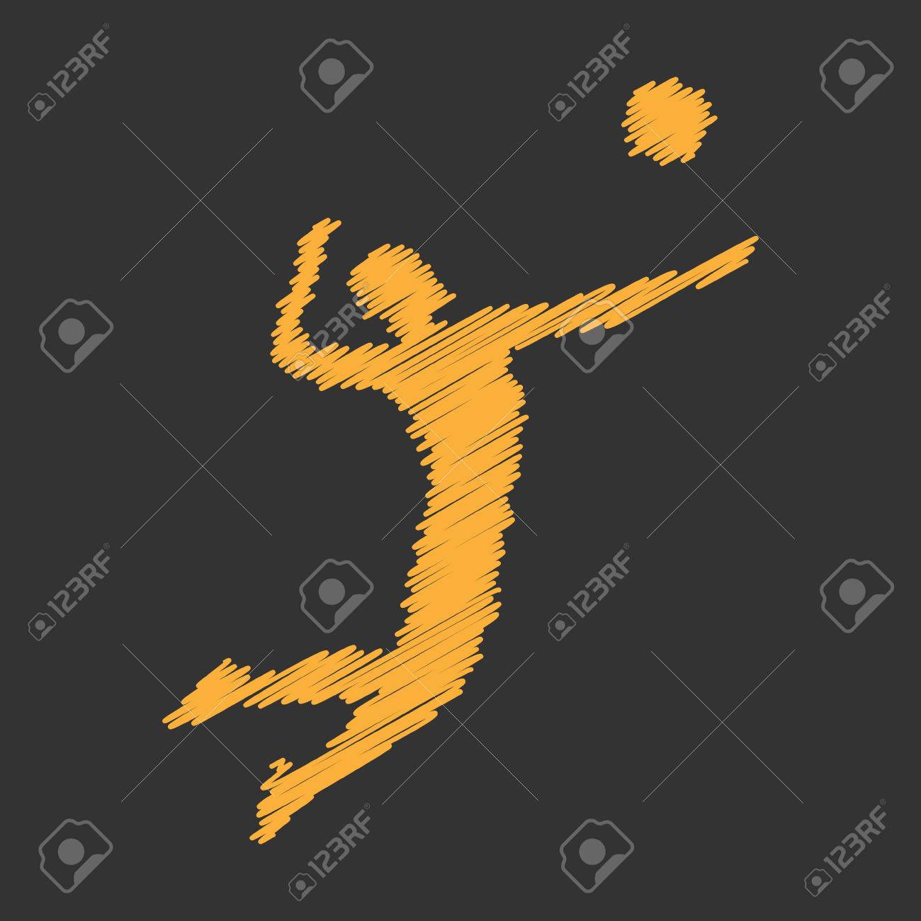 Gold Vector Volleyball Icon Cool Volleyball Players Silhouette Royalty Free Cliparts Vectors And Stock Illustration Image