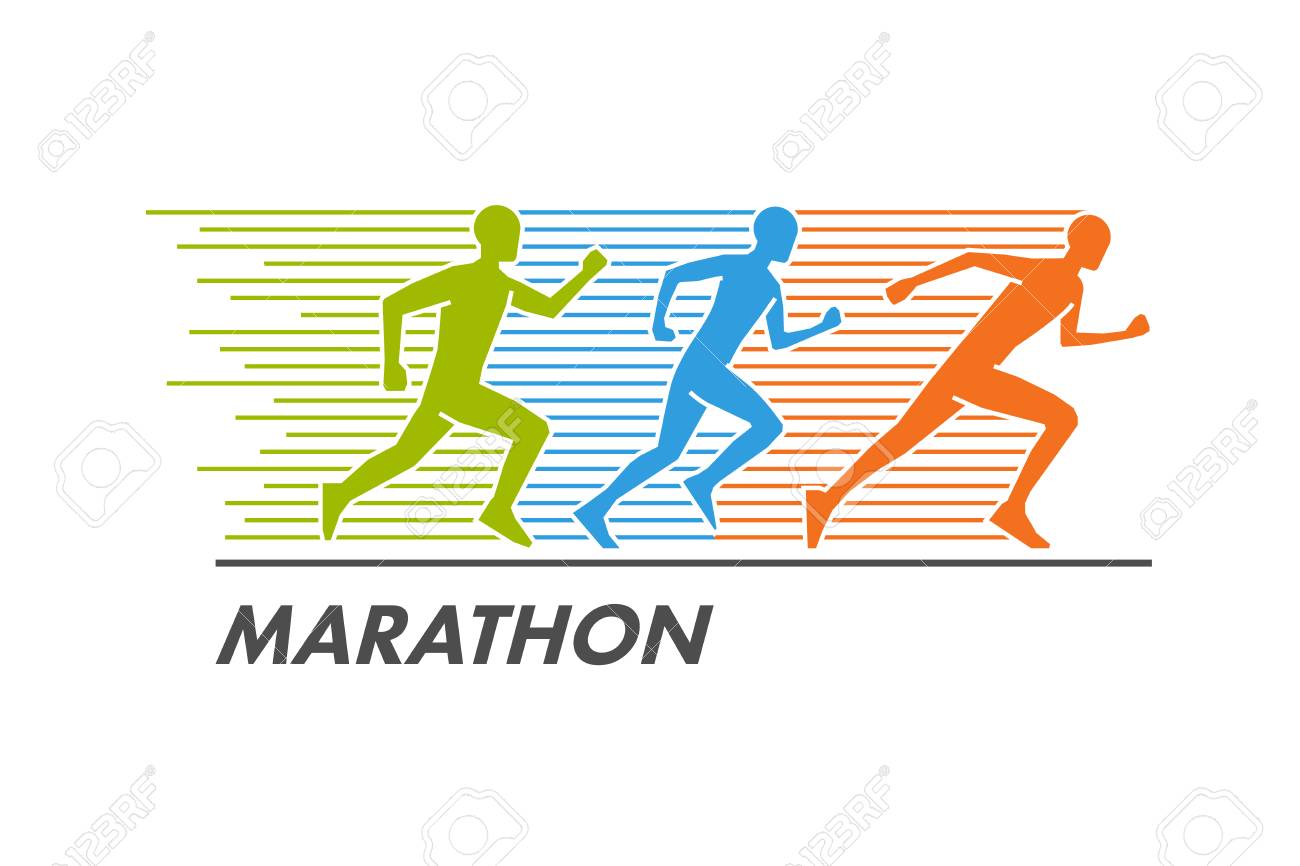 Vector De Ejecución Y El Logotipo De Maratón. Siluetas De Línea De Los  Corredores De Maratón. Ilustraciones svg, vectoriales, clip art vectorizado  libre de derechos. Image 60439487
