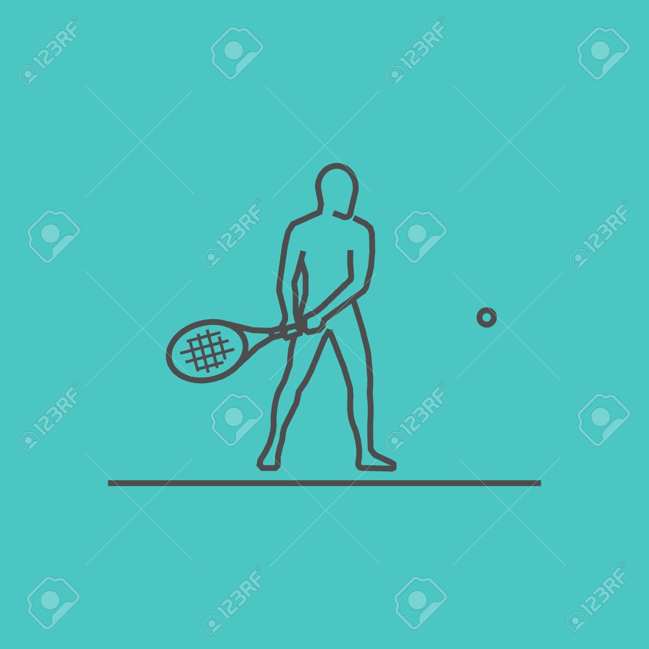 クールなライン テニス アイコン テニス選手のベクトル シルエット モダンなアウトライン テニスのロゴ のイラスト素材 ベクタ Image