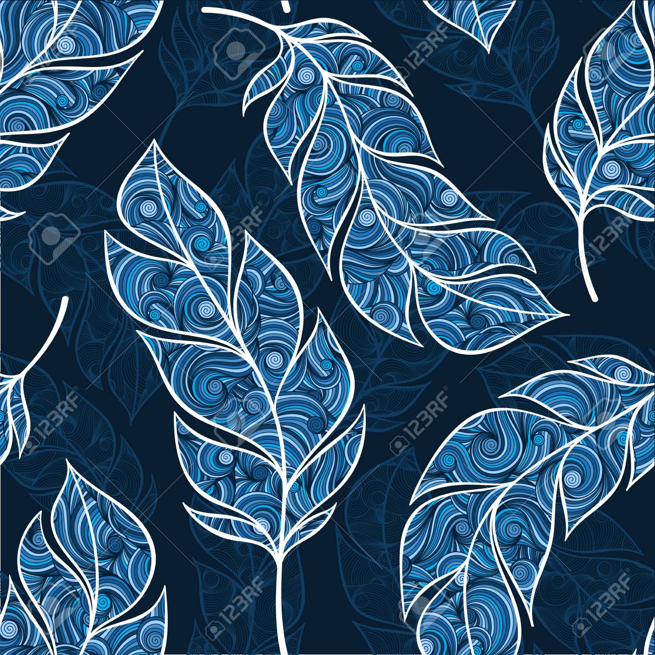 abstract feather pattern vector hand drawn seamless patterns feather patterns