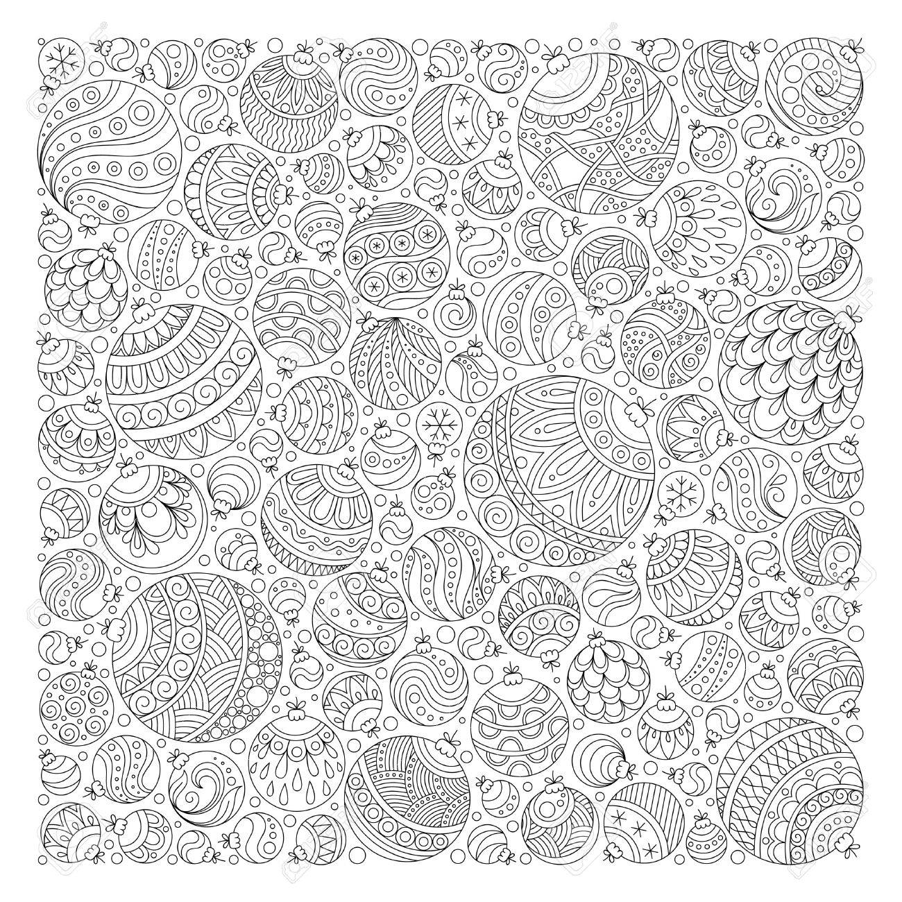 pattern for coloring book christmas hand drawn decorative elements