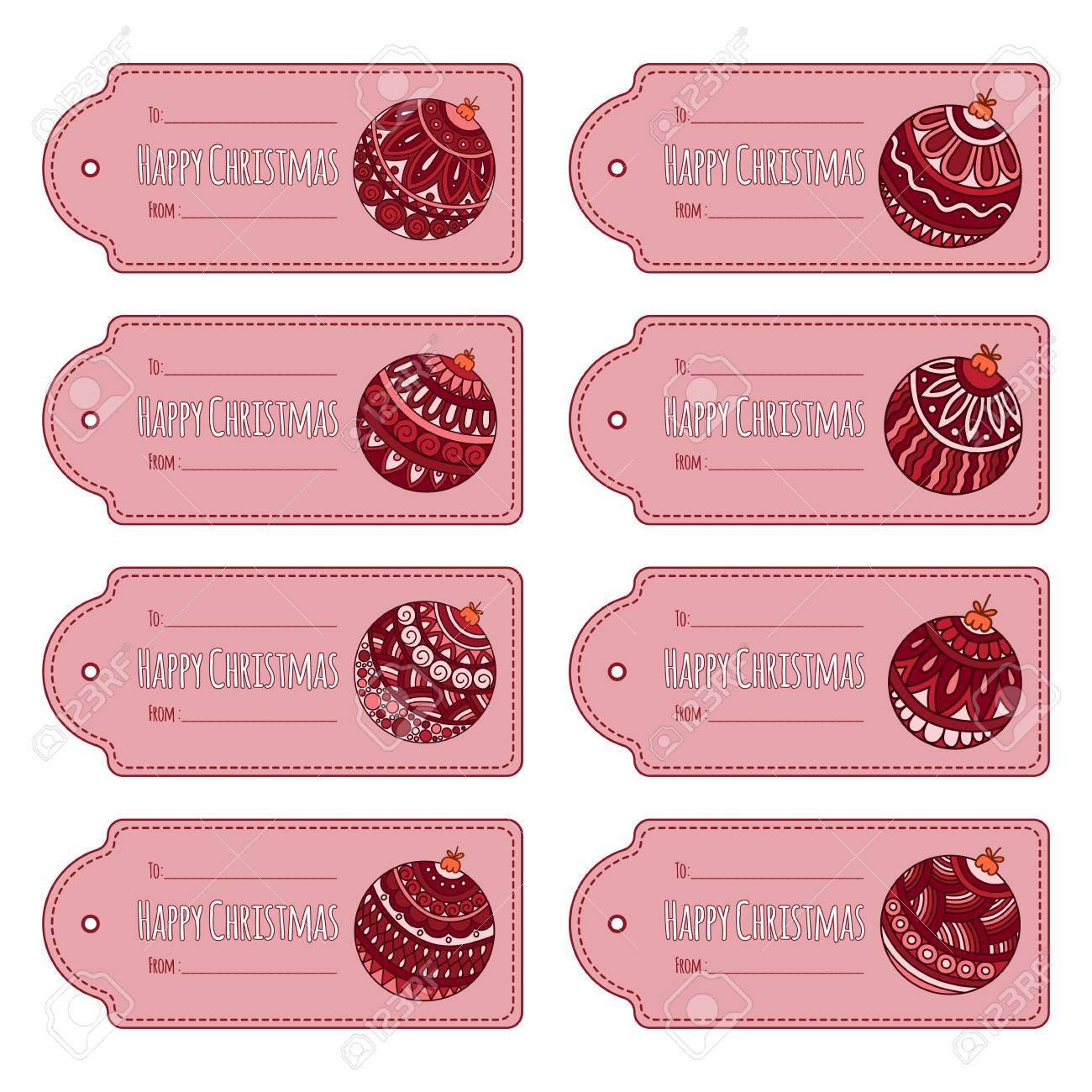 set of cute christmas gift tags labels hand drawn illustrations gift tag label