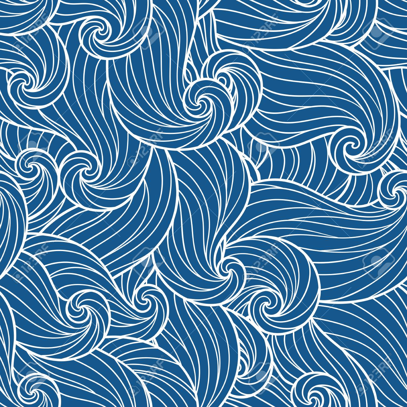 Avoir Images Hand Drawn Seamless Fond Bleu Vague Seamless Peut Etre Utilise dernière par