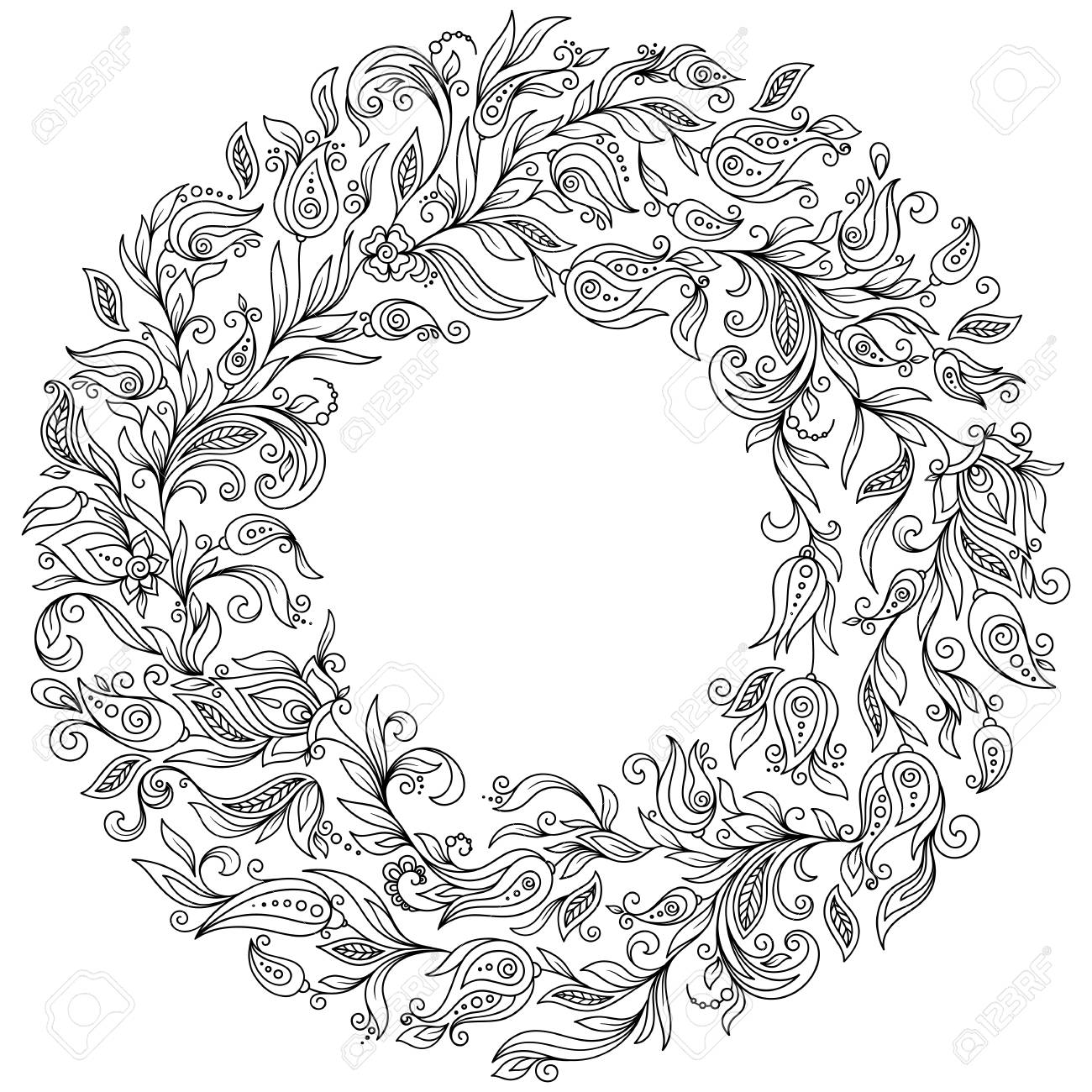 塗り絵のパターン 民族 花柄 レトロ 落書き 部族のデザイン要素 の写真素材 画像素材 Image 53241017