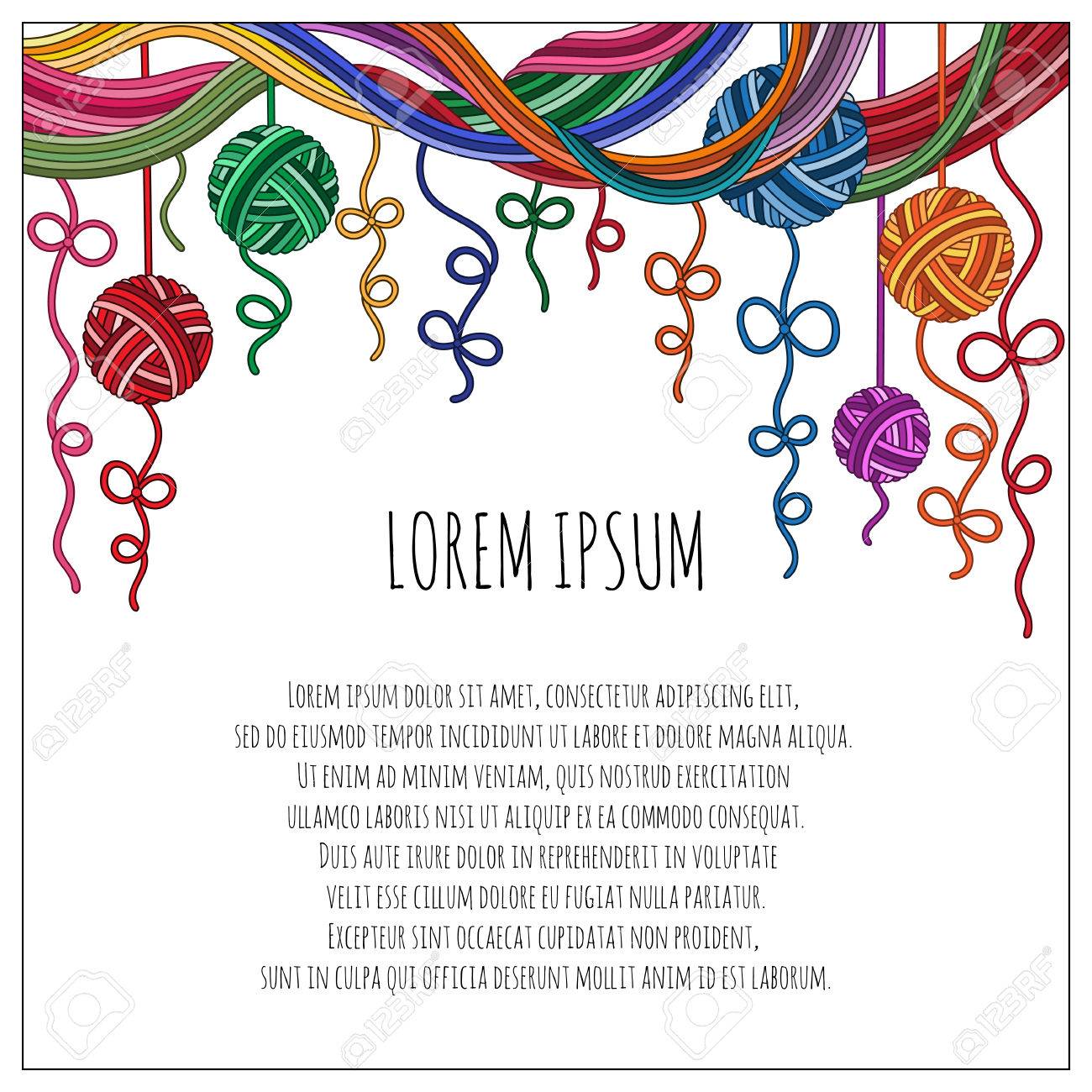 手描き下ろしニット フレーム 手作りの糸背景 どういうことでベクトル イラスト ことができます私たちの招待状を使用します どういうことで国境 手作りの糸背景 のイラスト素材 ベクタ Image