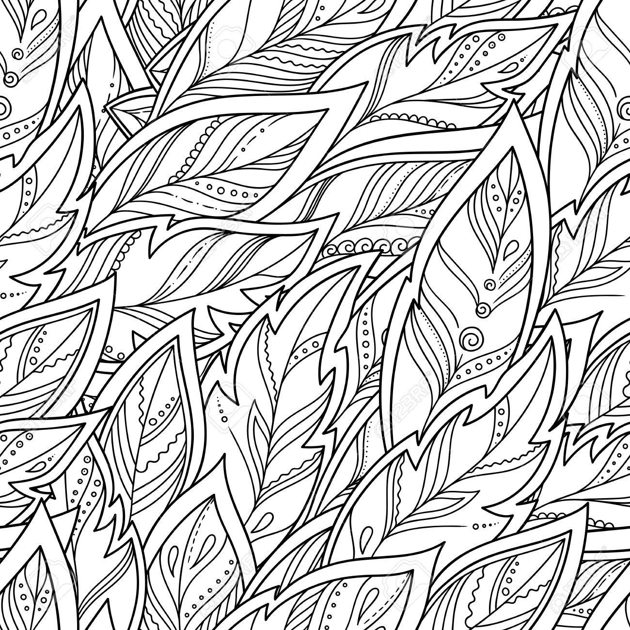 Modèle Sans Couture De Plumes Doiseaux Avec Ornement à Lintérieur Isolé Sur Fond Blanc Image Monochrome Livre à Colorier Antistress De Bonne
