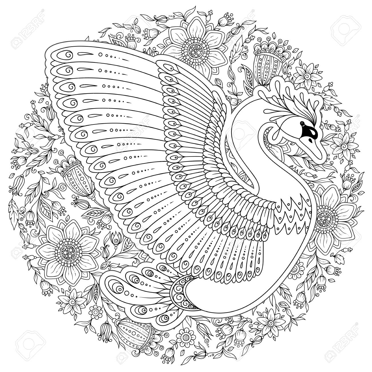 Hand Drawing Artistic Swan For Adult Coloring Pages In Doodle, Tribal Style, Ethnic Ornamental Patterned Tattoo, Logo, T-shirt Or Prints. Bird Vector Illustration. Royalty Free SVG, Cliparts, Vectors, And Stock Illustration. Image Hand Drawing Artistic Swan For Adult Coloring Pages In Doodle, Tribal Style, Ethnic Ornamental Patterned Tattoo, Logo, T-shirt Or Prints. Bird Vector Illustration. Royalty Free SVG, Cliparts, Vectors, And Stock Illustration. Image