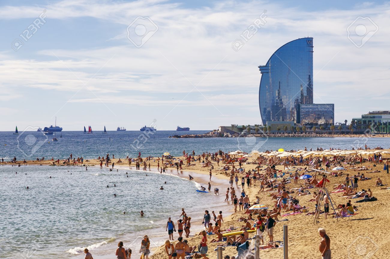 Barcelona Spain September 29 Barceloneta Beach And Hotel