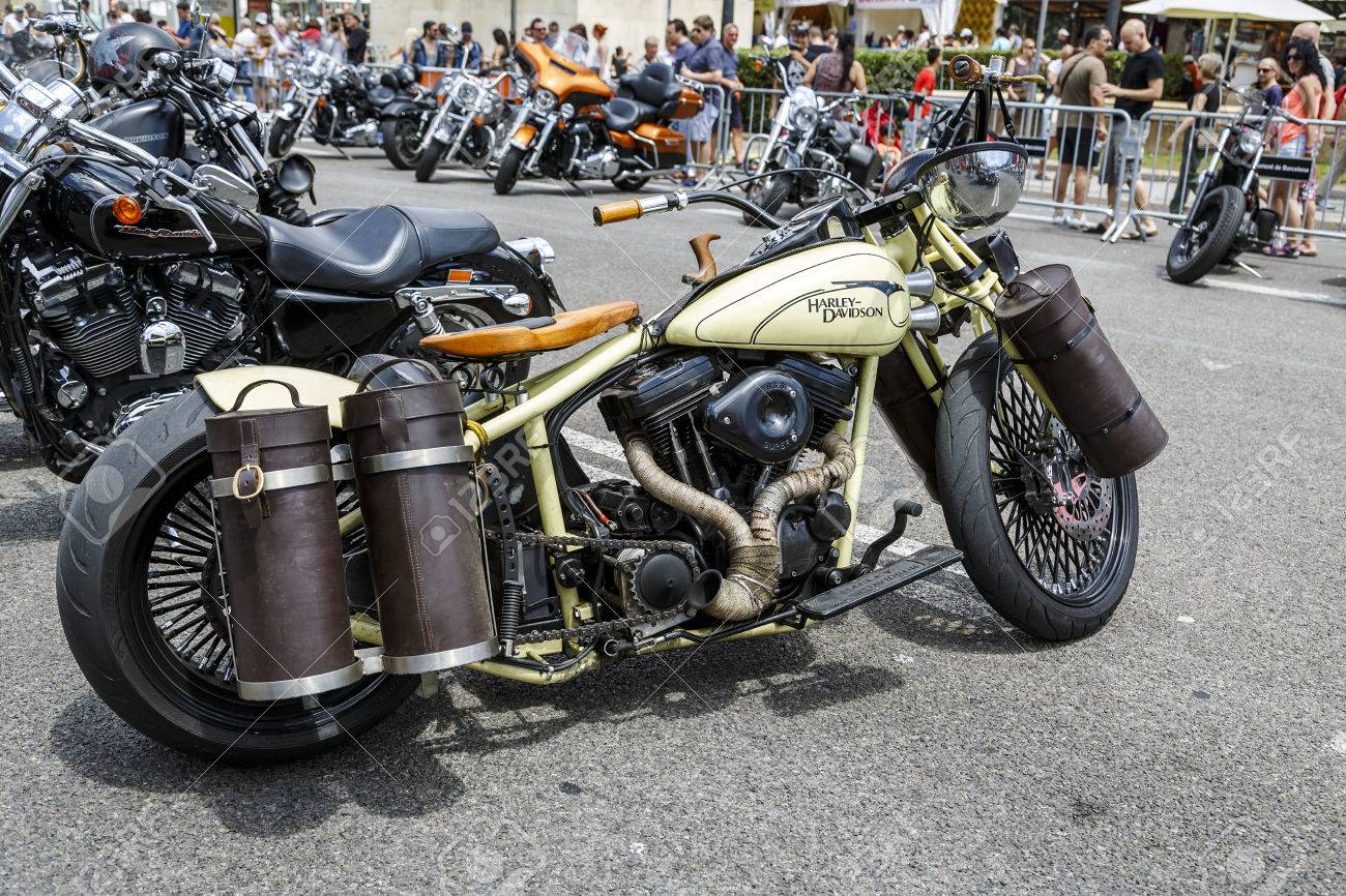 Barcelona Spain July 06 2014 Harley Davidson Customized Stock Photo Picture And Royalty Free Image Image 29775404