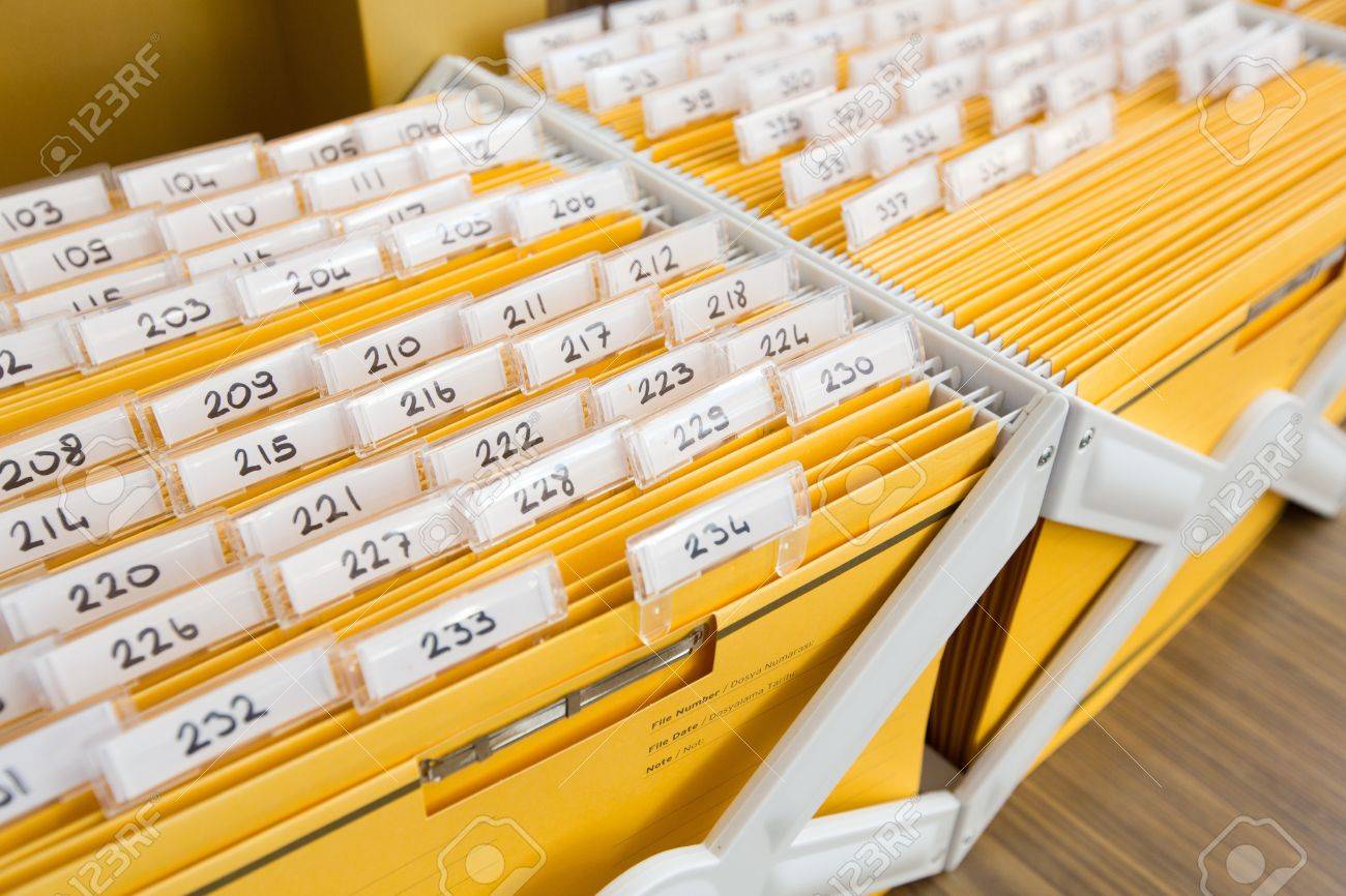 Yellow File Cabinet On A Hotel Reception Stock Photo Picture And