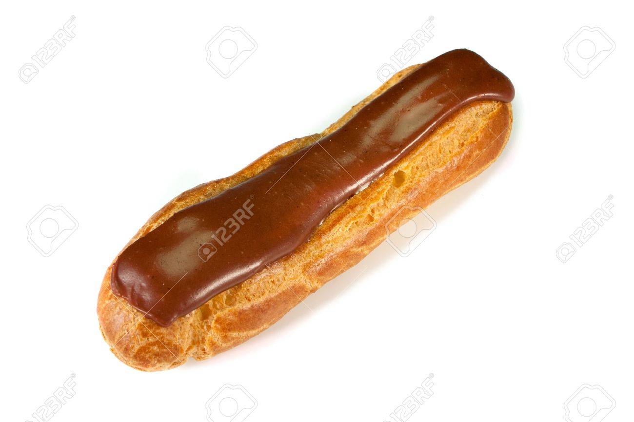 Tasteful Chocolate Eclair Isolated On White Background Stock Photo Picture And Royalty Free Image Image
