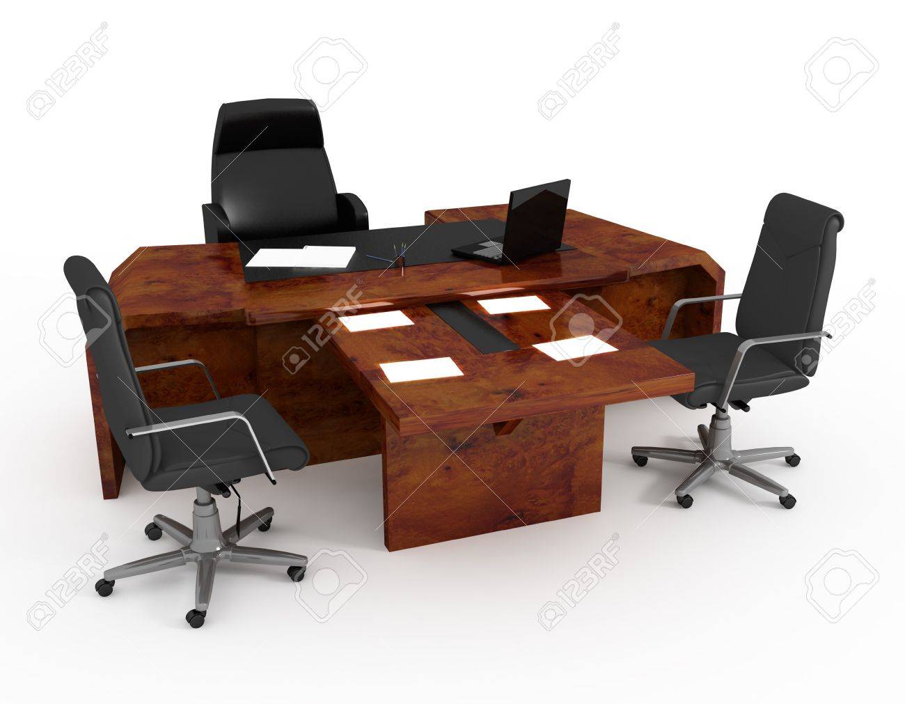 set of office furniture on a white background stock photo, picture set of office furniture on a white background stock photo, picture