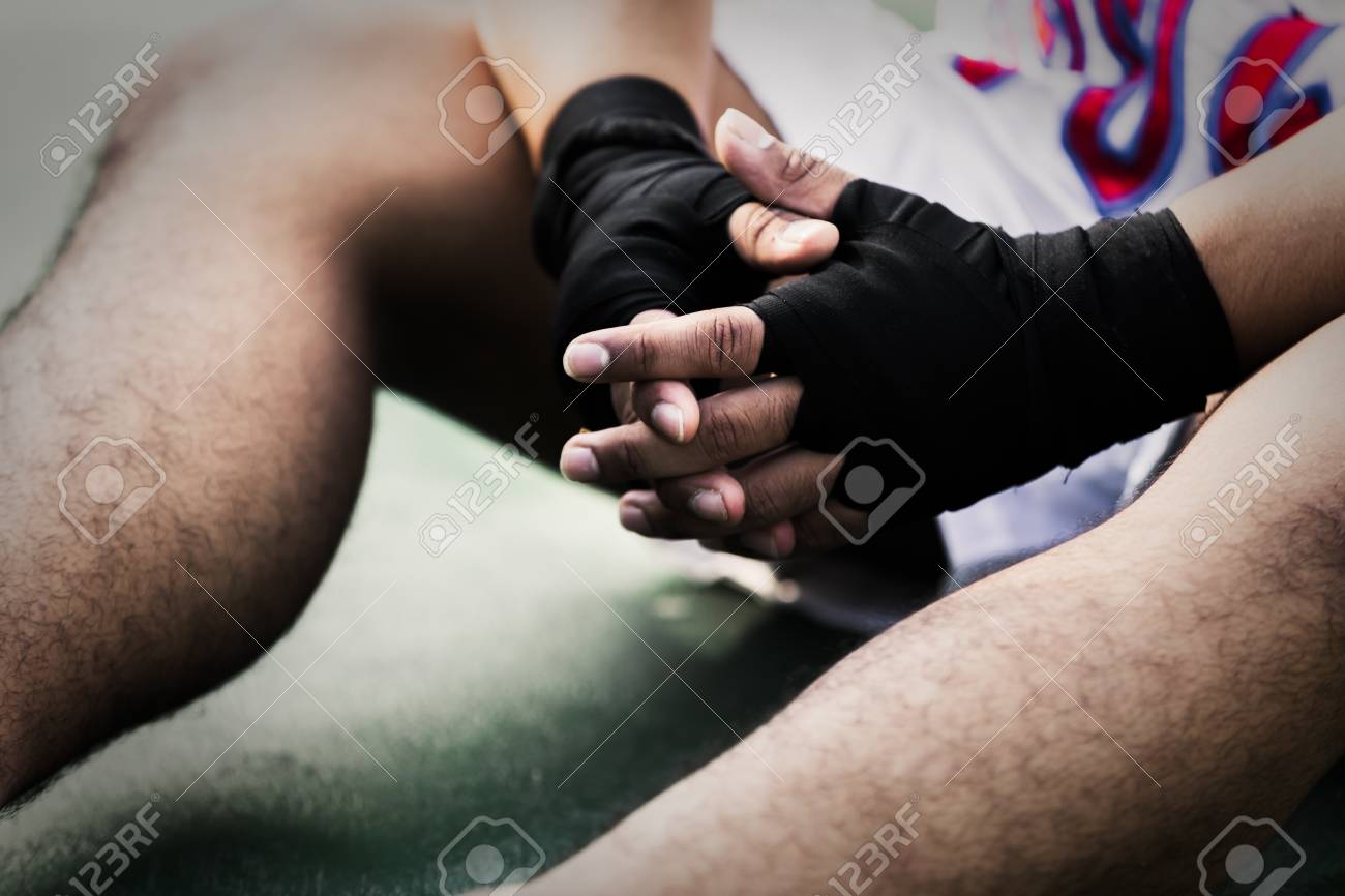 Asian Young Men Thai Boxing Hand Wraps