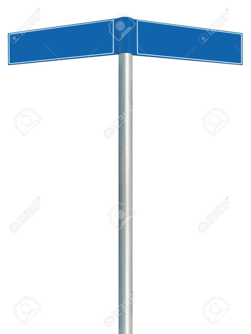 blue direction road signs two empty blank signpost signages