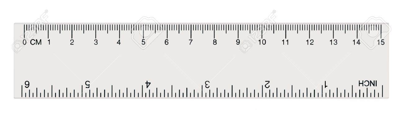 witte transparante liniaal geïsoleerde inch en centimeter inches