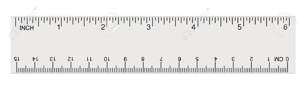 witte transparante liniaal geïsoleerde inch en centimeter inch