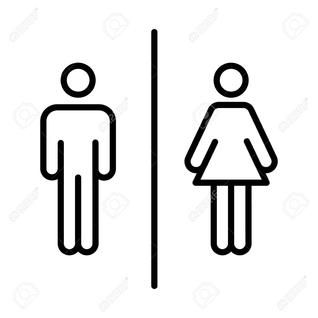 Toilet And Restroom Icon. Male,female Symbol. Bathroom Vector. Door And  Plate Symbol. Linear Style Sign For Mobile Concept And Web Design Royalty  Free SVG, Cliparts, Vectors, and Stock Illustration. Image 145281250., image size:1300x1300
